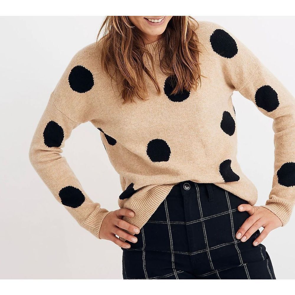 Madewell Dot Graystone Pullover Sweater in Coziest Yarn sz S